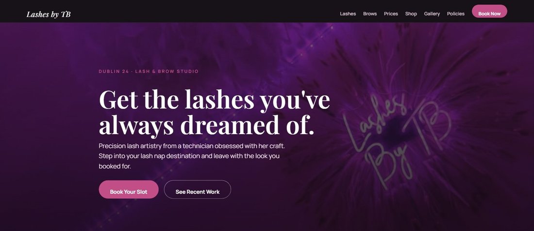 Lashes by TB website homepage